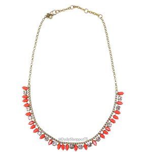 J. Crew Women's Neon Coral Art Deco Box Chain Statement Necklace